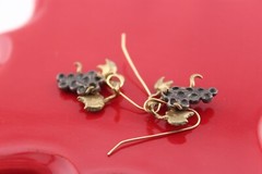 Vintage sterling silver and brass grape cluster vine earrings 1 1/8″ drop dangle