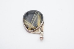 Vintage Sterling Silver 925 Rutilated Quartz Pendant Signed