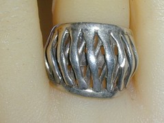BERNSTEN HUGHES- NORWAY STERLING MID CENTURY MODERNIST RING- SIZE 6- ADJUSTABLE!