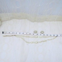 Vintage Necklace and Earring Set Women Faux Pearl and Crystal Glamorous Evening