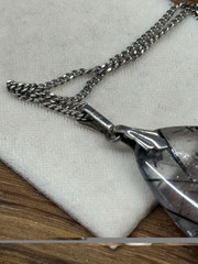 antique large rutilated tourmaline quartz pendant with chain necklace 835 silver