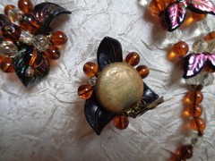Vintage 40’s West Germany Necklace & Earring Set Wired Iridescent Glass Bead’s