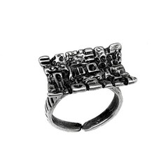 Vtg Mid Century Artisan 1970s ISRAEL MODERNIST Sterling Silver Abstract Art Ring