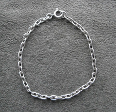 Paper Chain Flat Oval Link Vintage 835 Silver Bracelet 7″ ~ 3.6g