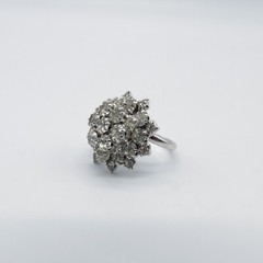 VTG Tammey Jewels Clear Rhinestone Princess Ring Sz 5.25 Adjustable Silver Tone