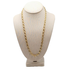 Curved Curb Oval Link Shiny Gold Tone Versatile Single Chain Necklace 24 inch