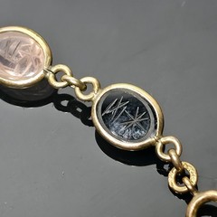 Vintage Burt Russell Egyptian Revival Scarab Bracelet Mixed Hardstone
