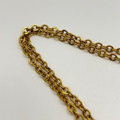 Vintage Gold Tone Rolo Link Chain Necklace 24″ Round Links Spring Ring Clasp 24″