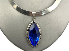 Alpaca Silver Mexico Collar Choker Crystal Pendant Necklace