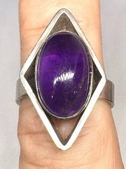Y47 Modernist 1970s Purple 5 Ct Amethyst 935 Silver Ring Size 6.75 – 7.0 – 925