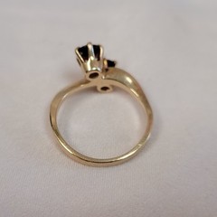 10K Garnet Ring, Vintage SEMCO, Two Stones Bypass Style, Yellow Gold