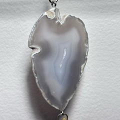 Handmade Pendant Necklace Glass And Organic Natural Agate OOAK Artisan Jewelry