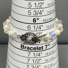 Crystal Glass and Genuine Pearl Beaded Necklace Bracelet Set AB Sterling Clasp