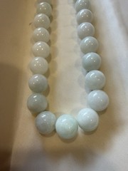 Vintage white jade 10mm beaded necklace, Barrel Clasp Approx 18” Never Removed