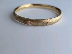 Coleman Co 1/20 14k Rose Gold Filled Bangle Flower Bracelet 7.5″