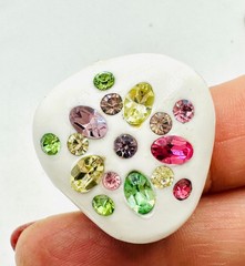 Unusual Vintage Faux Thermoset Multicolor Rhinestone Early Plastic Earrings