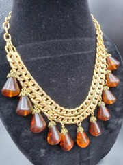Gorgeous Double Layered Statement Necklace with Acrylic Charm Beads