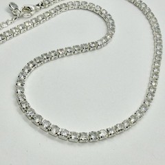 Classic Bling Clear Rhinestone 13 Inch Choker Necklace Silvertone Prong Set