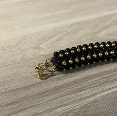 Vintage Black Gold Beaded Necklace Boho Ethnic Pendant Fashion Jewelry Gift