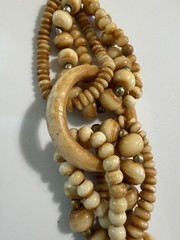 Vintage Hand Carved Organic Bovine Bone Tribal Statement Necklace Elephants