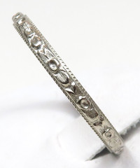 Antique Art Deco Wedding Band 18K White Gold Ring Size 4.5 UK-I Width 1.77 MM