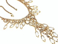 Vintage Juliana DeLizza Elster Waterfall Plated Marquise Necklace Earrings Set