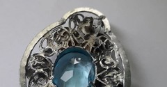 Antique/Art Deco Brooch Silver With Blue Rhinestone WW2 Connection