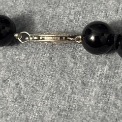 Vintage Sterling Silver And Black Onyx Necklace Beaded Ball Cocktail 25”