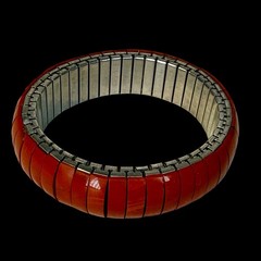 Vintage Red Jasper Expansion Bracelet Stretch Bangle 8 Inch