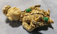 Rare Brooch 3″ Rhinestone Laughing Smiling Budda Asian Pin Brooch Signed HAR