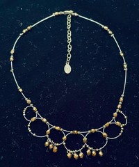 Robert Rose Choker Necklace Wired Bronze Metallic Beads Dainty Chic Minimalist