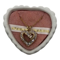 Ross Simons Open Heart Necklace Cubic Zirconia Gold Vermeil Sparkling Love New