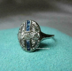 Art Deco Style Lab Created Diamond Engagement Wedding 14K White Gold Finish Ring