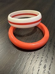 Seamless Bracelets Burnt Orange Cream And Burnt Orange Stripe Vintage