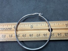 4.23g Vintage Sterling Silver 925 Large Smooth Hoop Earrings Classic M