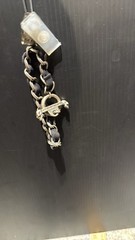 Silver Metal & Black Cotton Lace Bracelet