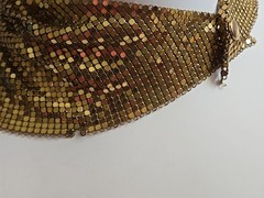 Vtg 1970’s 80s Gold Tone Mesh Cowl Bib Necklace Small