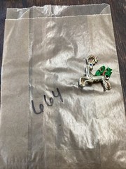 Vintage Gold Tone Christmas Holiday Reindeer Pin Brooch