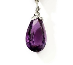 Vintage 49.22CT Pear & Trapezoid Cut Amethyst & 1.63CT White CZ Wedding Earrings