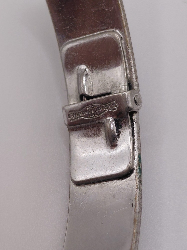 6.5” Whiting & Davis Vintage Silver Etched Floral Hinged Bangle Bracelet Clasp