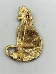 VTG Cat Brooch Pin Lot/4 Enamel Gold Tone Rhinestones Articulating Tail (1 VERO)