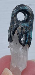 Vintage Natural Quartz Crystal Cluster Pendant w/clay loop, New Age, 1.75″