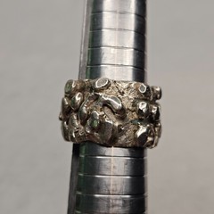 Vintage Brutalist Sterling Silver Abstract Figural Wide Band Ring Size 10 26.85g