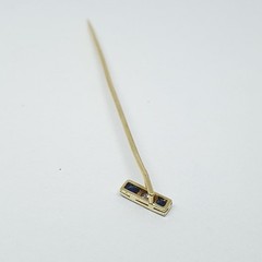 Antique Art Deco 18kt Gold Diamond Sapphire Stick Pin Geometric Square – 319