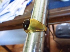 Vintage 18kt HGE Mens Brown Tiger Eye Ring Size 9.75