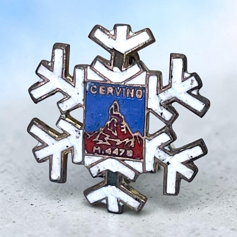 Vintage CERVINO M.4478 Snowflake Enamel Pin – Monte Cervino Matterhorn Italy Ski