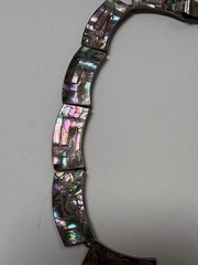 Vintage Taxco Sterling Silver Abalone Necklace Inlaid MCM Choker *Needs Repair*