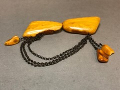 NATURAL OLD ANTIQUE YELLOW BUTTERSCOTCH BALTIC AMBER BROOCH 18,0 gr