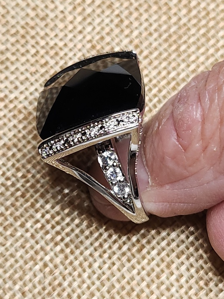 Vintage Sterling Silver And Black Faceted Stone
