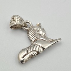 Vintage 925 Sterling Silver Double Sided Egyptian Great Sphinx of Giza Pendant